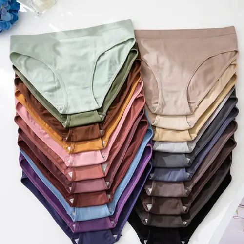 Women's Solid Color Brief, Soft Comfy Breathable Panty for Daily Wear, Casual Knitted Stretch Underwear for All Seasons