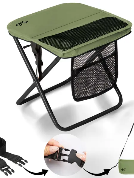 Camdoor Outdoor Camping Chair Portable Folding Backpack Chair with Shoulder Straps (Weighs 1.5 lbs, Supports Up to 400 lbs) with 2 Side Storage Pockets for Camping, Hiking, Fishing, Sports Events and Outdoor Activities