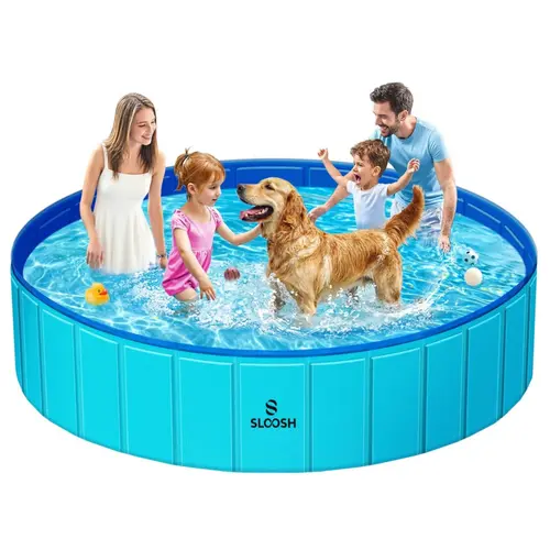 SLOOSH Foldable Dog Kiddie Pool - Portable Hard Plastic Doggie Swimming Pool, Anti-Slip Collapsible Pets Bath Tub Suitable for Kids Indoor Outdoor Backyard Use    DealsForYouDays