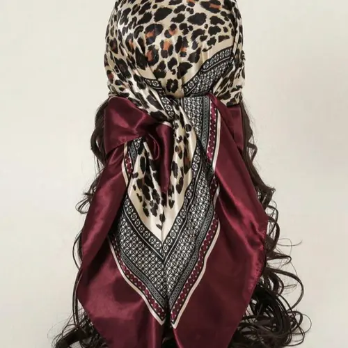 Elegant Women's Leopard Print Scarf, Soft Multi-Use Accessory, Versatile Headscarf, Perfect for Daily Fashion, Hair & Decoration, 35.4 Inches Square