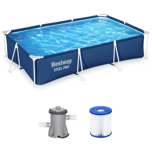 Bestway Steel Pro 9.8' x 6.6' x 26" Metal Frame Above Ground Pool w/ Filter Pump