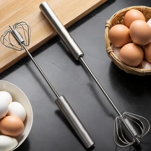 2-Piece Manual Hand Egg Mixer Set - 4-Speed Adjustable Compact Kitchen Baking Utensils, Egg Beater & Whisk, No Battery Required, Easy-to-Use for Beginners, Ideal for Cooking Homemade Treats