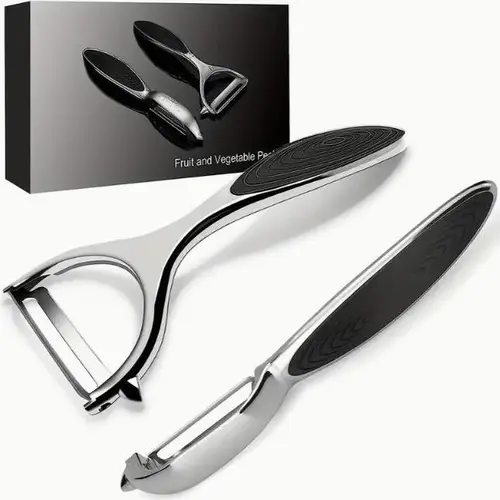 2-Piece Stainless Steel Peeling Set, Kitchen Utensils with Straight Blade, Anti-Slip Handle, Compact Lightweight Design, Dishwasher Safe, Durable Steel Built for Repeat Use, Easy to Clean After Prep, Ideal for Potato & Carrot Healthy Meal Prep