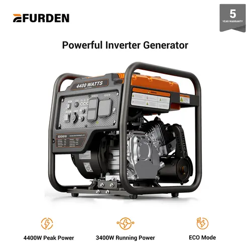 【Ships within 24H】Efurden Power Equipment 4400 Watts Inverter Generator Gas Powered, Portable Open Frame Generator, Low Noise with ECO Mode, RV Ready, Emergency Home Backup