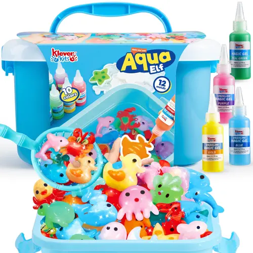 Aqua Elf Water Gel Kit, Magic Fairy Water Toy Kit with 10 Magic Gels, 12 Sea Creature Molds for Presents, Birthday Gifts, Party Favors, Arts & Crafts DIY STEM Kits for Kids Kids Outdoor Play  easter gifts for kids