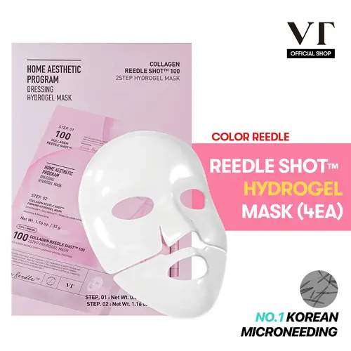 [VT COSMETICS] #1 viral Color Reedle Shot 100 2-Step Hydrogel Mask with Liquid Microneedling, Retinol & Centella Asiatica | Plumping, Pore Care, Hydrating, Skin Repair & Glass Skin | 3-Hour Transparent Mask, 4EA | Korean Skincare