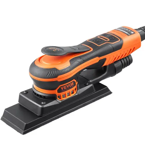 【toolupgrade】VEVOR 350W Brushless Motor 3/8" Pad Sheet Sander Work Tool, 6-Speed Power Tool with Vacuum Port, Paddle Switch, Corner-Free Sanding, Low Vibration, Comfortable Operation for Woodworking Tasks on Various Surfaces, Work Tools