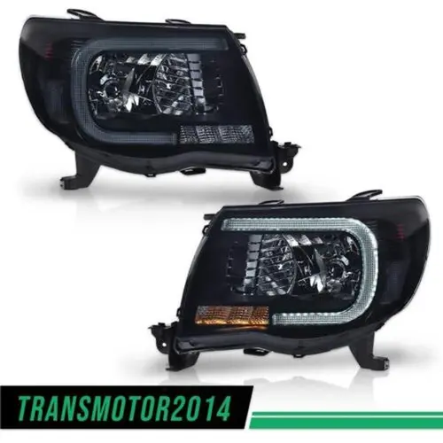 G-PLUS LED Tube DRL Halo Headlight Assembly Pair - 2005-2011 Toyota Tacoma, Driver & Passenger Side, Smoked Lens, Direct Install, Longer-Life LEDs, Shockproof Housing, Super Bright, Car Headlights, Led Car Lights, Exterior Accessory,toolupgrade