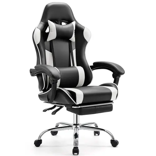 Ergonomic PC Gaming Chair - 360° Swivel, Adjustable Height, PU Leather, Sturdy, Easy Assembly, High-Quality Cushion, Computer Task Chair, Footrest, Assembly Required [Deal]