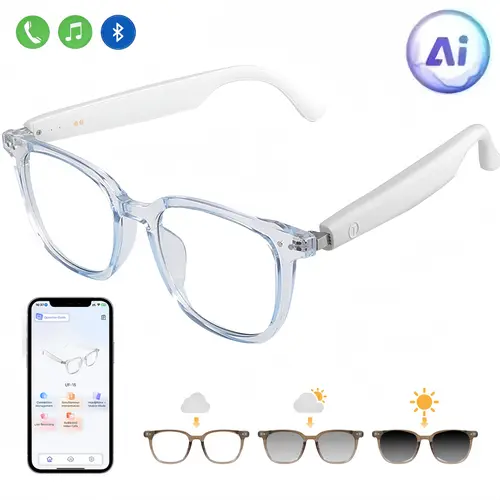 VUB smart translation glasses feature automatically adjusting polarized lenses, built-in speaker, and blue light blocking, allowing users to listen to music and make phone calls.