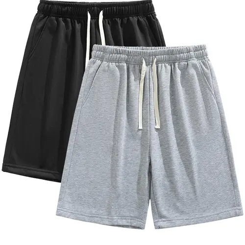 Men's Summer Casual Shorts, Plain Loose-Fit Gym Shorts, Polyester Fabric, Ideal for Home and Outdoor Activities, Drawstring Waist with Pockets, Athletic Shorts, Lightweight Summer Shorts, Sports Drawstring Shorts