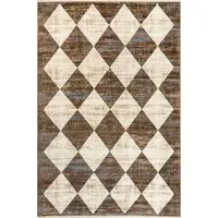 Meline Checkered Fringe Area Rug with Checkered Pattern and Classic Design Bedroom