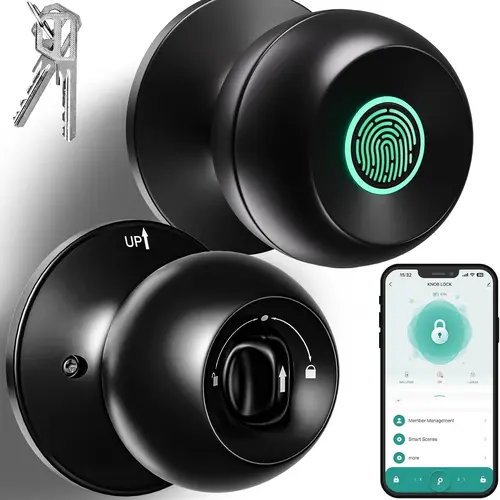 [Deals for You Days]Fingerprint Door Lock, Smart Fingerprint Door Knob, Biometric Door knobs with App Control, Auto Lock Door Lock with Code, Keyless Door Knob with Locks for Bedroom, Home,Office FathersDayGift,toolupgrade