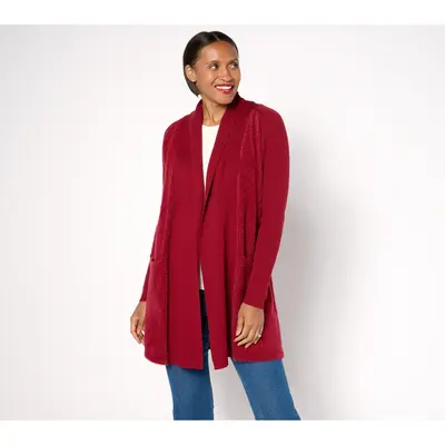 Susan Graver Petite Mixed Media Sweater Cardigan