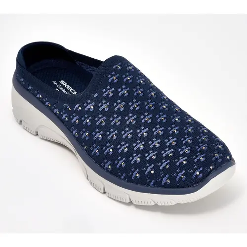 Skechers Easy Going Rhinestone Knit Mules - Glitz Strut