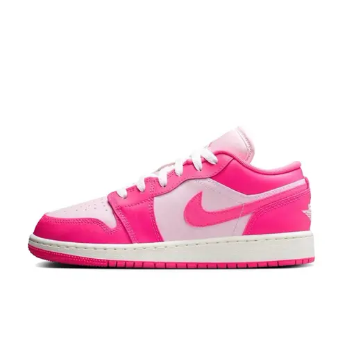 NIKE Women's Shoes, Air Jordan 1 Low "Valentine's Day" Trendy Sneakers Fashion Footwear in Soft Pink Leather, Casual Trendy Sneakers, Sporty Chic, Special Edition, Leather Upper Feels Luxe, Festive Look, Pink Foam/Hyper Pink/Sail, Casual Lifestyle Sneaker