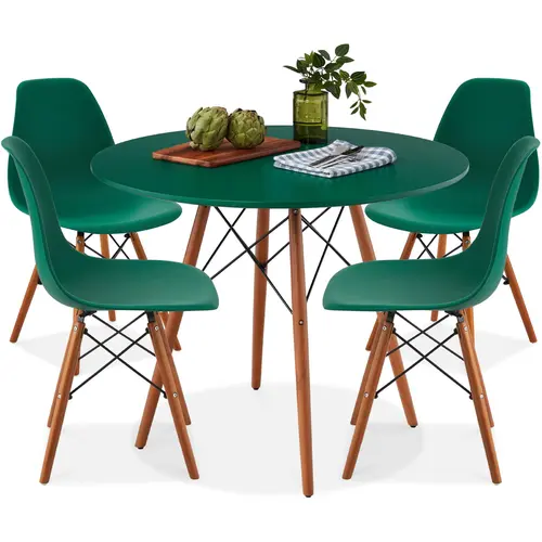 Best Choice Products 5-Piece Compact Mid-Century Modern Dining Set w/ 4 Chairs, Wooden Legs