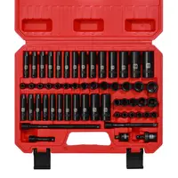 55PCS 1/4 Inch Drive Master Impact Socket Set, Metric/SAE, Deep/Shallow, 6 Point, CR-V, 5/32 Inch - 9/16 Inch, 4mm - 15mm, with Extensions,Adapters,Universal Joint Hand Tools Wrench, #tool upgrade,toolupgrade