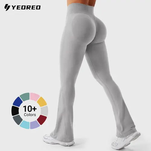 YEOREO Women's High Waist Mini Flare Leggings - Seamless Hidden Scrunch Butt Lifting, Athletic Stretchable, Anti-Odour, UV-Protective for Yoga, Lower Body Workout | Fitness Outfits, Stylish Women's Wear,sohochic