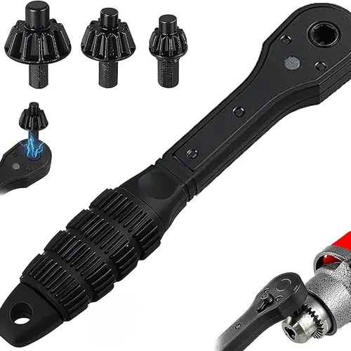 4pcs High Strength Ratcheting Wrench Set - 3-in-1 Multifunctional Ratchet Wrench, 3-Speed Forward/Reverse Rotation, Anti-Skid Handle, Fits 1/4-in Hex Shank Bits, Ideal for DIY Users & Drill Maintenance, Magnetic Tips