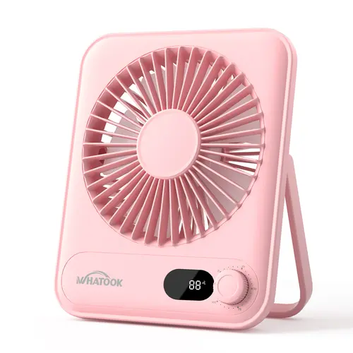 WHATOOK Rechargeable Pocket Fan - 2 Sizes (Small Portable Handheld, Large Desktop), 2000mAh Battery, Rotatable, Digital Display, USB-Powered, Cool Gadgets, LED Light, Fan for Bedroom, Camping Household Accessory,toolupgrade
