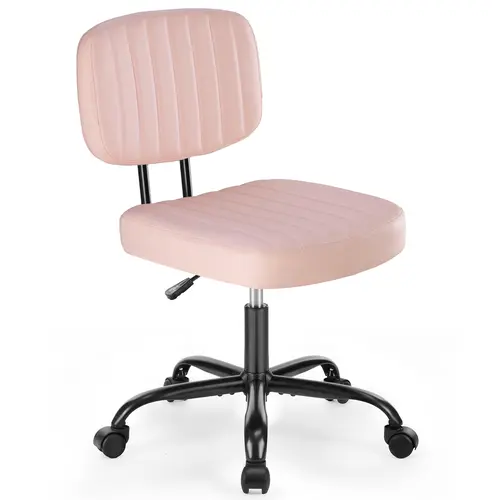 PU Leather Compact Armless Height-Adjustable Rolling Swivel Office Chair, Space-Saving Vanity Chair for Home & Student Use, Swivel Chairs, 360 Degree Chairs, Designed For Small Spaces, Airflow Pu Seat, Swivel Chairs & Stools, U‑Shape Lumbar, Leather Swive