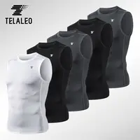 TELALEO 5-Pack Men's Athletic Compression Sleeveless Sports Vest Base Layer - Workout Apparel, Athletic Style Activewear, Polyester Men's Clothing for Basketball, Gym