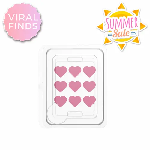RIKI Loves RIKI Heart-Shaped Microneedle Acne Patch - 9 Count, Lightweight, Soothing, Deep Penetration, Breathable Anytime Acne Treatment Skincare Solution