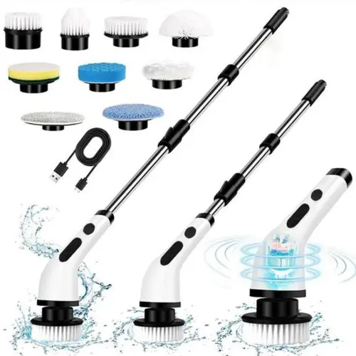 Electric Spin Scrubber, Cordless Bathroom Cleaning Brush, IPX7 Waterproof, 5 Adjustable Speeds, LED Battery Display, 9 Replaceable Brush Heads, Adjustable Extendable Handle, Shower Scrubber for Grout, Tile, Tub & Glass sohochic