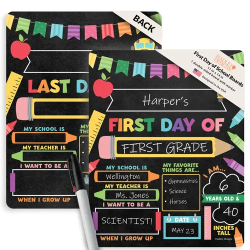 Hadley Designs 11x14 Reversible Dual-Sided Rectangular Chalkboard Sign, Back to School Haul Photo Prop, Non-Toxic Dry Erasable Marker Compatible, Easy Write & Erase, USA-Made Unisex Preschool Educational Supply