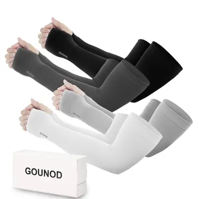 GOUNOD Compression Arm Warmers for Men & Women, UPF 50+ Cooling Sun Protection, Quick-Dry Stretchy Grip Fabric, Elastic Fit, Thumb & Watch Holes, Easy to Care, Body Protection Sports Sleeves & Support, Gym & Outdoor Work Use, Dust & Insect Guard,sohochic
