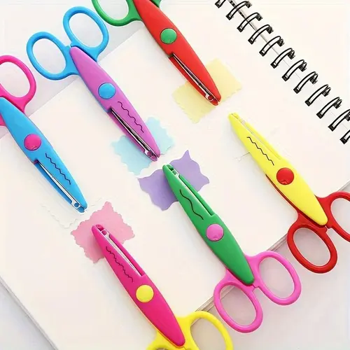 Colorful Scissors Set, 6 Counts/set DIY Scrapbooking Scissors, Scrapbook Materials, Student Interesting Trimming Scissors for School Supplies, Classroom Supplies, Cutting Supplies, Craft Cutting Tool, Gift for Kids