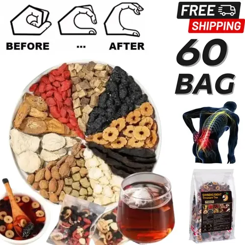 [$16.66 for 60 Bags] Men's Chinese Herbal Blend Tea, Certified Organic Herbalist Formula Beverage with Ginseng, Red Dates, Goji Berries, Mulberries, Natural Fruit & Herbal Tea Combination, Certified Organic Herbalist Formula Fruit & Herbal Tea, 60Bag Valu