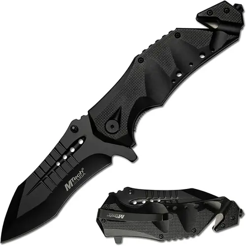 MTech USA MT-A845BK Stainless Steel Folding Pocket Knife - 5" Closed, 3.5 mm Black Blade, Durable EDC Tool, Precision Camping Tool, Outdoor Survival Gear for EDC Use