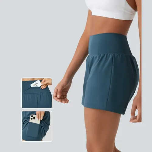 Halara SoftlyZero Airy Super High Waisted 2-in-1 InstantCool Yoga Shorts 5'' with Pockets-Longer Length #BackToSchool