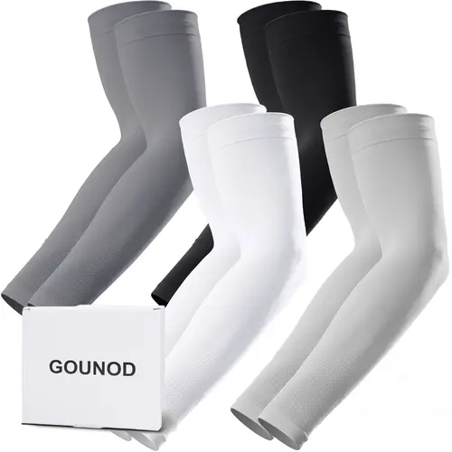 GOUNOD Nylon Blend Sports Arm Sleeves - UPF 50+ UV Sun Protection, 15 Inches Full Sleeve, Compression Support for Men, Cooling Football Gear, Athleisure Use (FallFreshness Breast Cancer Awareness Month), Arm Warmers, Fits Most Sizes,sohochic