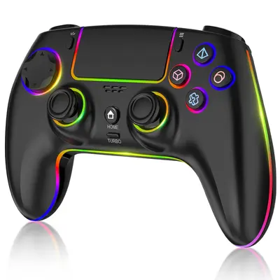 YUYIU Wireless Controller for PS5/Slim/Pro, Windows PC & Smartphone - 3.5mm Audio Jack, Touch Pad, 6-Axis Motion Control, Charging Cable Included, Black Custom Console Accessories, Gaming Items