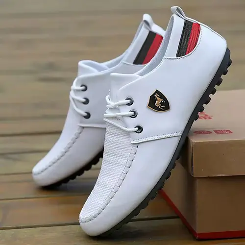 Men's Casual Plain Color Lace-Up Loafers, Lightweight Breathable Footwear for Daily Wear