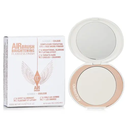 Charlotte Tilbury Airbrush Flawless Finish Compact Powder - Smooth, Oil-Control, Pore-Blurring Pressed Powder, #1 Fair-Very Fair Shade, Foundation & Concealer Companion, Moisture-Hydrating for All Skin Types, 8g/0.28oz,sohochic
