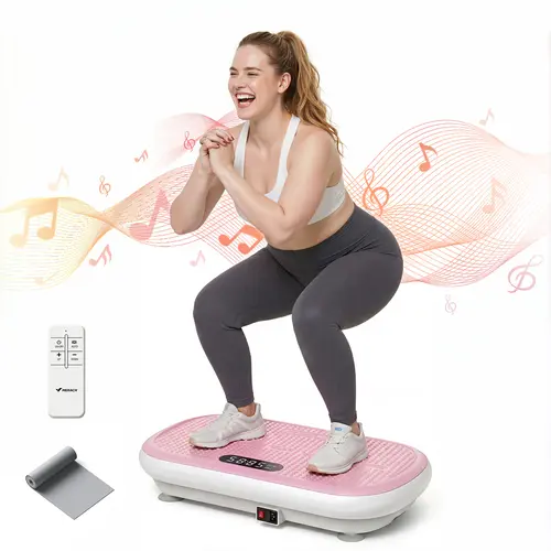 【Live Link only】Merach High-Power Vibration Plate Exercise Machine 440lbs Weight Capacity Bluetooth Remote Control 4 Workout Modes for Home Gym Fitness Equipment for Women BackToSchool