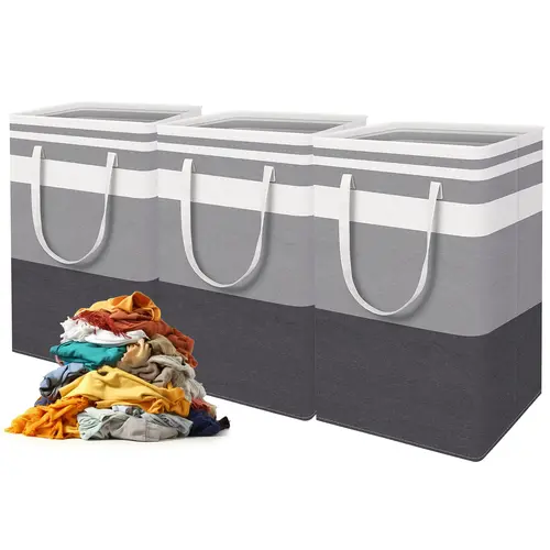 3PCS Large Rectangular 75L Waterproof Freestanding Collapsible Laundry Baskets with Easy-Carry Handles, Minimalist Home Supplies for Apartments, Mother's Day Gift, Apartment Stuff,sohochic
