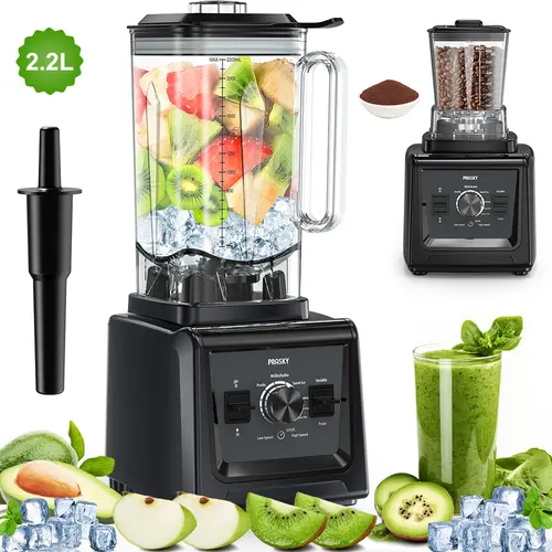 PRASKY PRO Full Blender - 68oz/102oz Jar with Optional Timer, 17oz BPA-Free Extra Jar, 25000RPM Ice Crushing Blender, Smart Home Appliance for Desserts, Dips, Coffee Beans