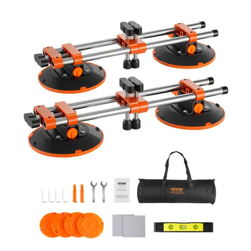 【toolupgrade】VEVOR 2-Pack Seamless Seam Setter, Tile & Construction Tools with 6-in Vacuum Suction Cups, 530 lbs Vertical Suction, Anti-Static Dust Cloth & Tool Bag for Countertop Installation of Stone Marble Slabs
