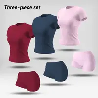 NVWA Women's 2-Piece Fitness Activewear Matching Set - Round Neck Dry Fit Cooling Quick-Drying Flattering Top, High Waist Pocket Shorts for Gym, Yoga, Summer Outdoor Use, 2 Piece Sets, Matching Sets,sohochic