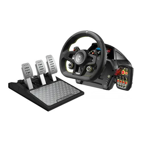 Turtle Beach VelocityOne Race Wheel & Pedal System - Game Peripherals for Gaming Setup, 7.2Nm Direct Drive Force Feedback, 3-Pedal Set, Magnetic Paddle Shifters, Hall Effect Sensors, Leather Accents, USB-C, Console Accessories, Devices
