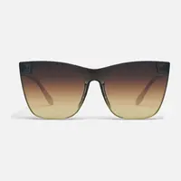 QUAY - COME THRU Cat Eye Sunglasses - Flirty & Feminine Oversized Frame with One Piece Lens & Built-in Nose Pads - Flat Style