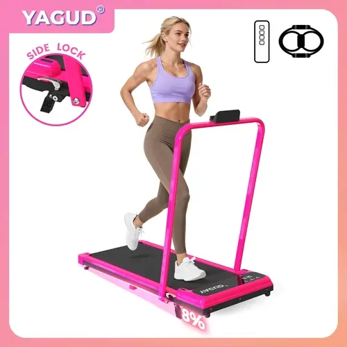 YAGUD Quiet Folding Treadmill Walking Pad - Compact Fits Tight Home Spaces, Handle-Equipped Fitness Gear, 265LBS Capacity, Low-Noise Motor, Wide Belt, Dual Shock System for Home & Office Workouts