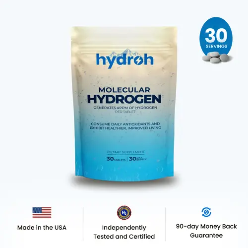 Hydroh Molecular Hydrogen Tablets  Antioxidant Support + Deep Hydration | 30 Effervescent Hydrogen Water Supplements