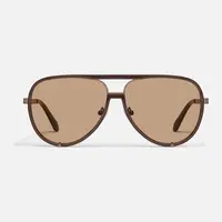 QUAY - HIGH PROFILE Aviator Sunglasses with Gold Metal Detailing & Adjustable Silicone Nose Pads Classic Style