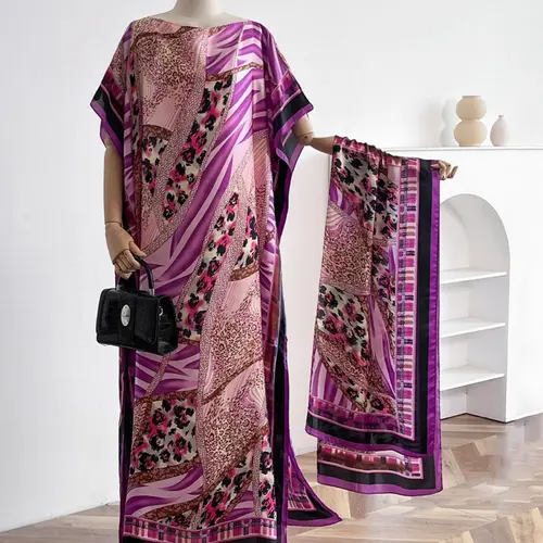 Elegant Leopard Print Shawl Set, Cape Dress with Long Scarf, Sun Protection Silk Ribbon, Casual Beachwear for Women, Boho Summer Holiday, Elegant Summer Fashion
